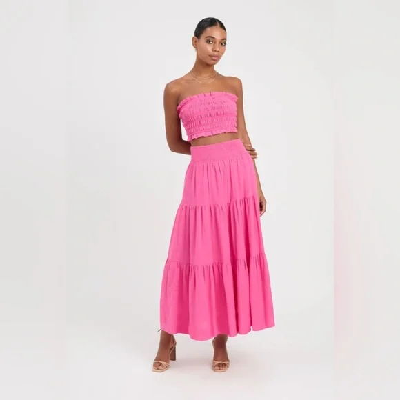 kookai hot pink dress Kookai | Tops | Nwt Kookai Georgette Hot Pink Skirt Top
